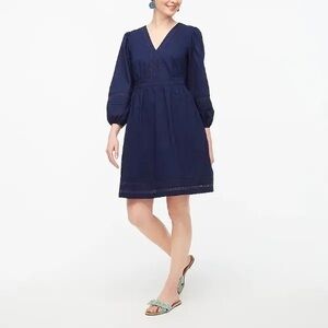 J. Crew Factory Navy V-NECK MINI DRESS WITH TRIM, M